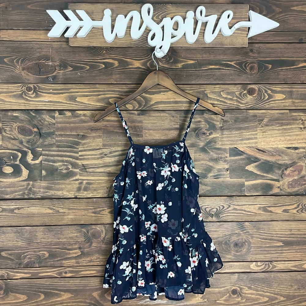 Passport | Sheer Floral Cold Shoulder Ruffle Blouse Peplum Babydoll Top - Picture 5 of 6